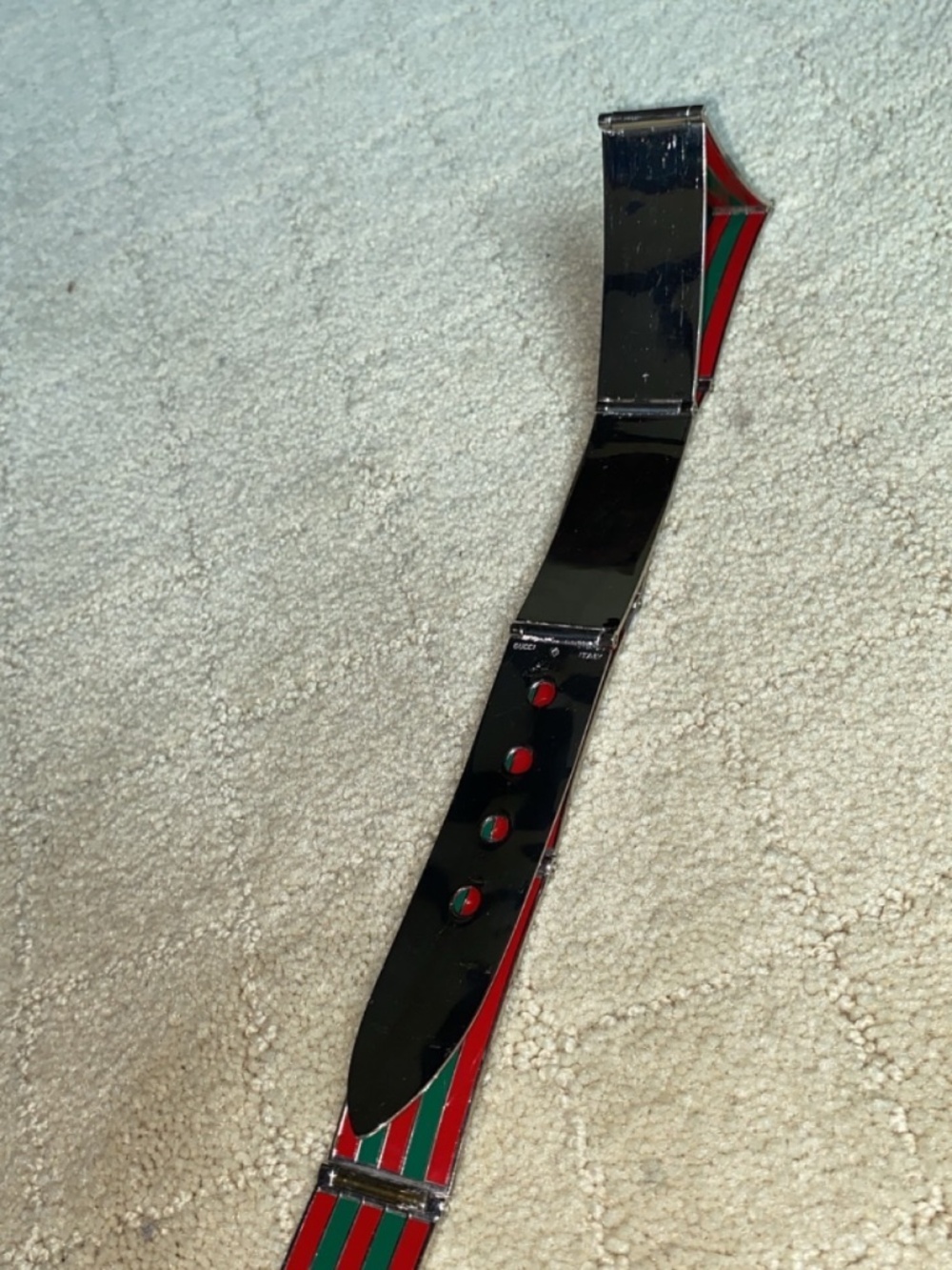 Rare Silver Gucci Belt with Red & Green Enamels - Picture 4 of 16